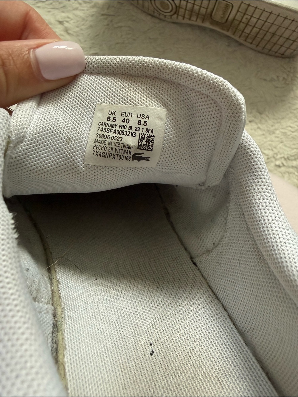 Lacoste White Leather Low-Top Sneakers with Green Croc - Picture 9 of 9